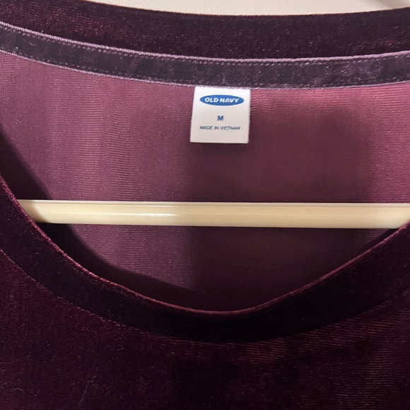 Rich burgundy colored velvet T-shirt from Old Navy. Size medium relaxed fit. - Picture 2 of 3